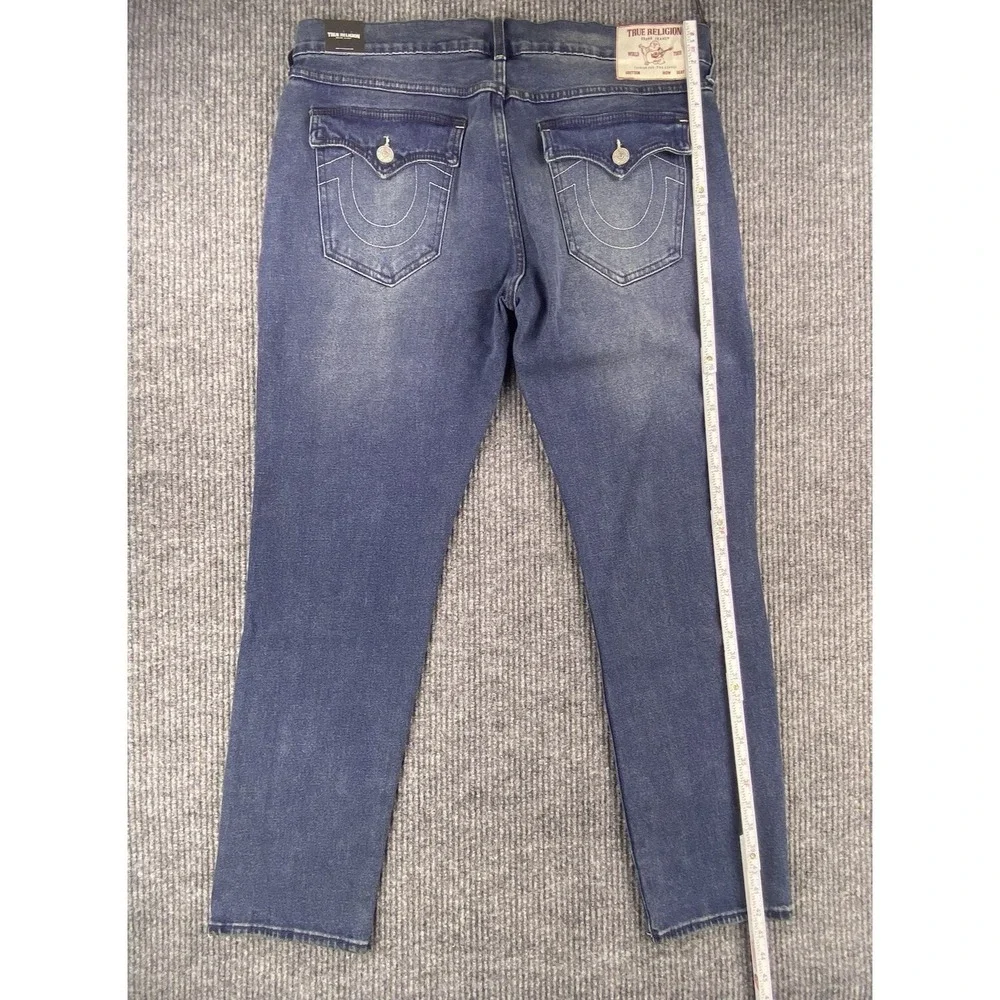 True Religion Geno Relaxed Slim Jeans Mens 38 Blue Flap Pocket Y2K Streetwear